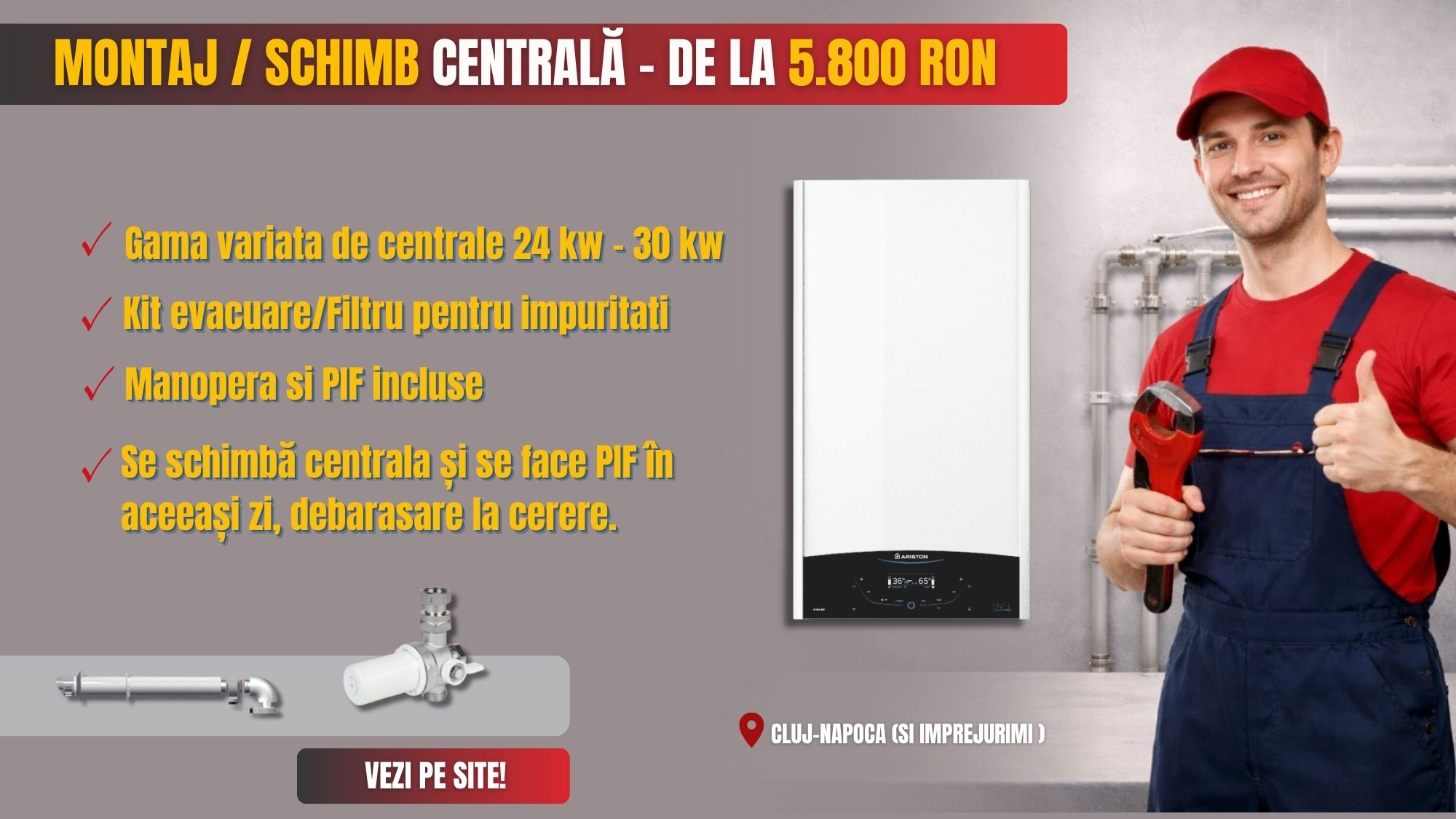 MONTAJ SCHIMB CENTRALĂ – de la 5.800 RON